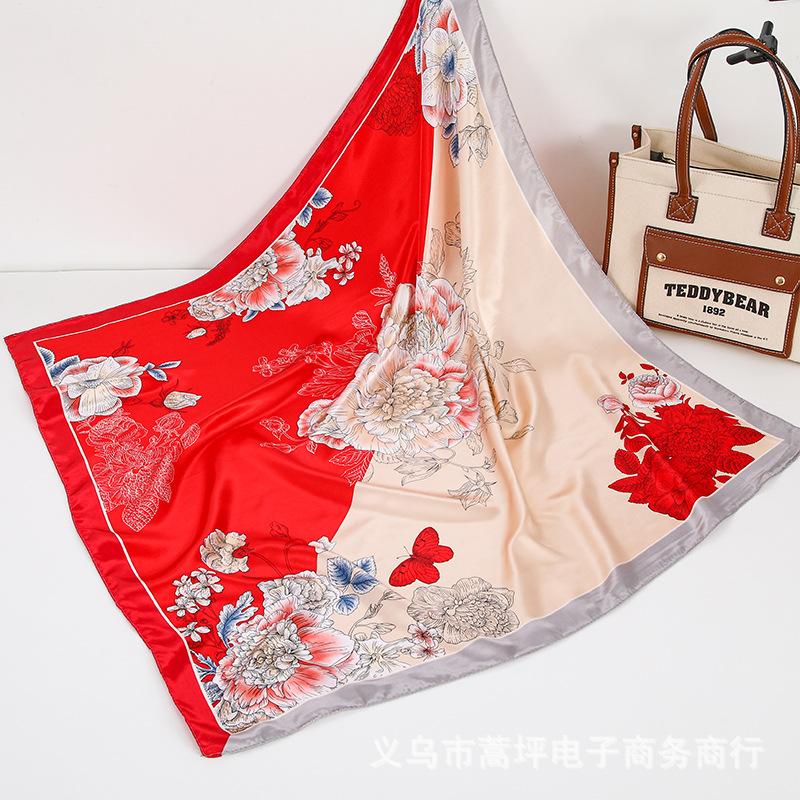 

Атласный шарф в китайском стиле 90 см, большой квадратный шарф, простая имитация шелкового шарфа, шарф-шаль, маленький шарф 90*90