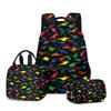 Classic Novelty Peculiar Cool Dinosaur 3D Printed 3pcs/Set Student School Bags Laptop Daypack Backpack Lunch Bag Pencil Case