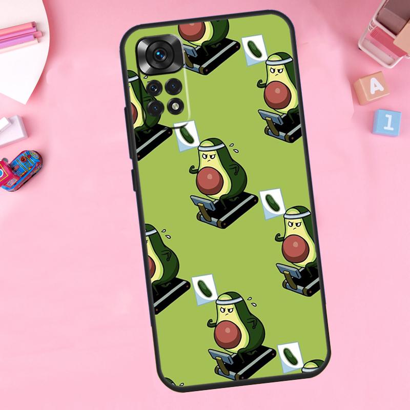cute cartoon Avocado Fitness For Xiaomi Redmi Note 14 10 11 12 13 15 Pro Plus Phone Case For Redmi 15 15C 14C 12C 10C 13C