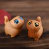 Geschnitztes Grünes Sandelholz Niedliche Katze Figur – Kreatives Hölzernes Tier Souvenir Geschenk