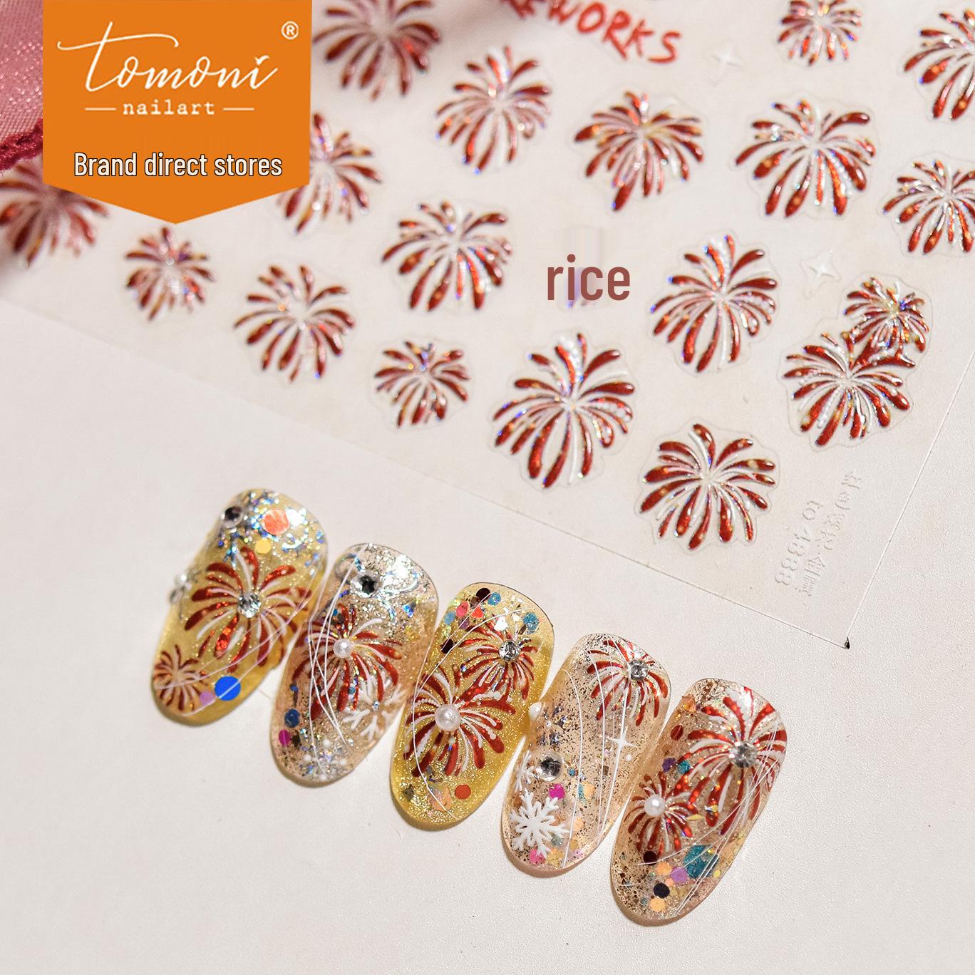 

Наклейки для ногтей Tomoni DIY Японский красный фейерверк