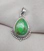 Green Copper Turquoise Pendant: Sterling Silver Boho Necklace