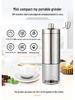 Portable Hand-cranked Coffee Grinder with 304 Stainless Steel and Wood Grain Finish