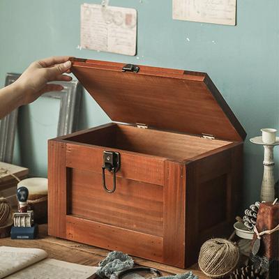 1pc High Capacity Vintage Wooden Storage Box with Lock and key,Multipurpose Keepsake&Treasure Art Hobbies Crafts Accessories Cabinet.