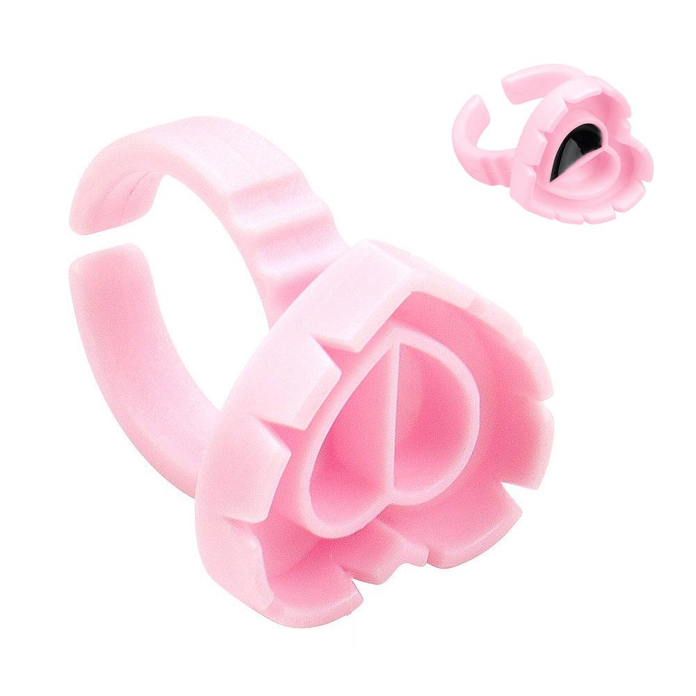100 Pcs Glue Rings Smart Glue Holder for Eyelash Extensions, Easy Fanning Glue Cups for Volume Lashes, Pink