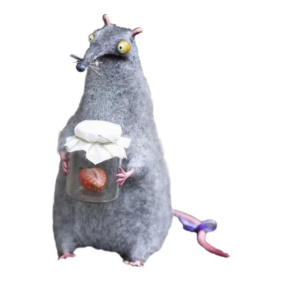 Handmade Wool Felt Doll Panicked Big-Eyed Weirdo Plush Toy Quirky Googly Eyes Figurines Unique Character Soft Collectible Gift for Whimsy Lovers