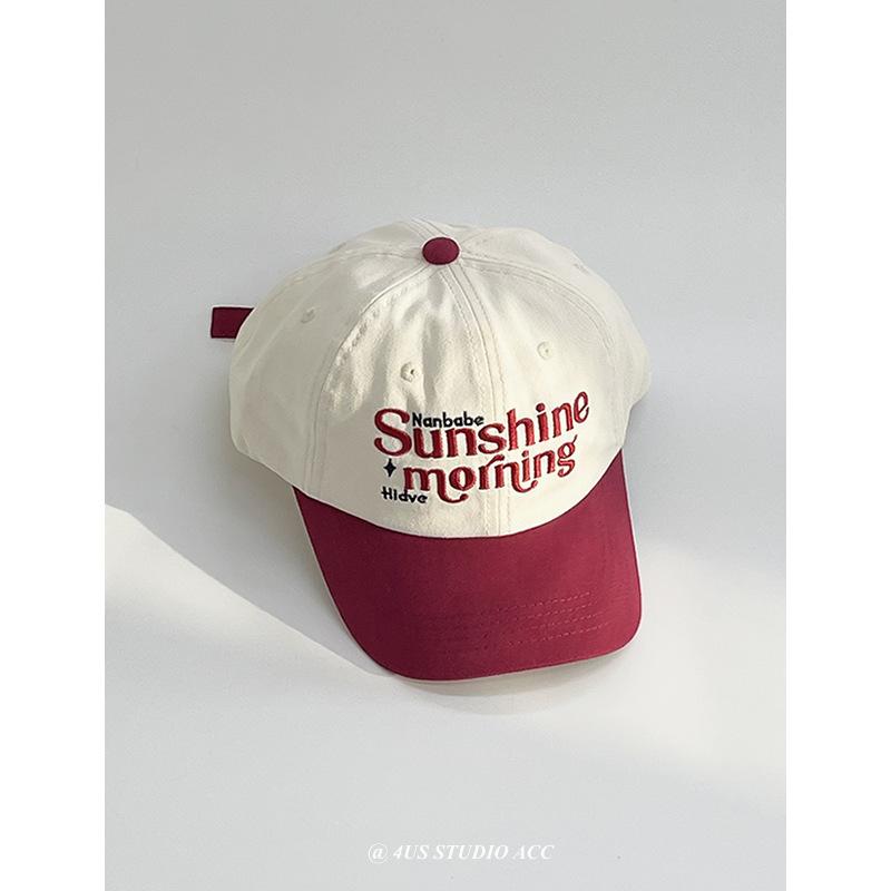 American Retro Color blocking College Style Soft Top Baseball Cap Women's Versatile Sun Visor Baseball Cap Men Show Small Face