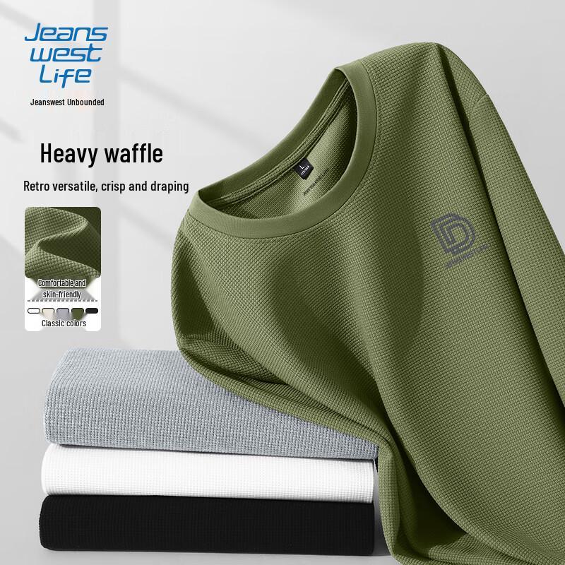 JEANSWEST LIFE Men s Waffle Knit Long Sleeve T-Shirt L