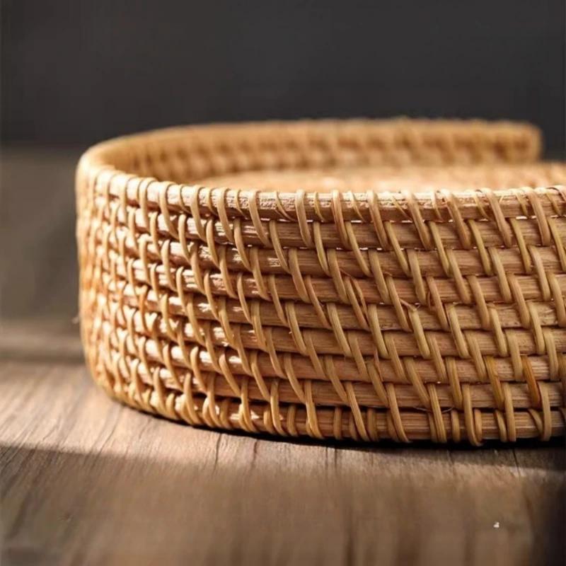 1Pc PVine Woven Coasters, Tea Mats, Cup Holders, Iron Pots, Heat-resistant Tea Cups, Plates, Circular Pot Mats