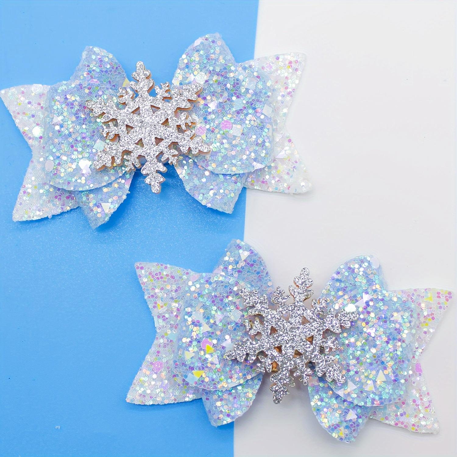 

Elegant Glitter Snowflake Hair Clips, Sparkling Blue Bow Side Clip Headwear, All Season Fashion Accessory for Teens, Daily & Casual Wear Sparkly Headp синий