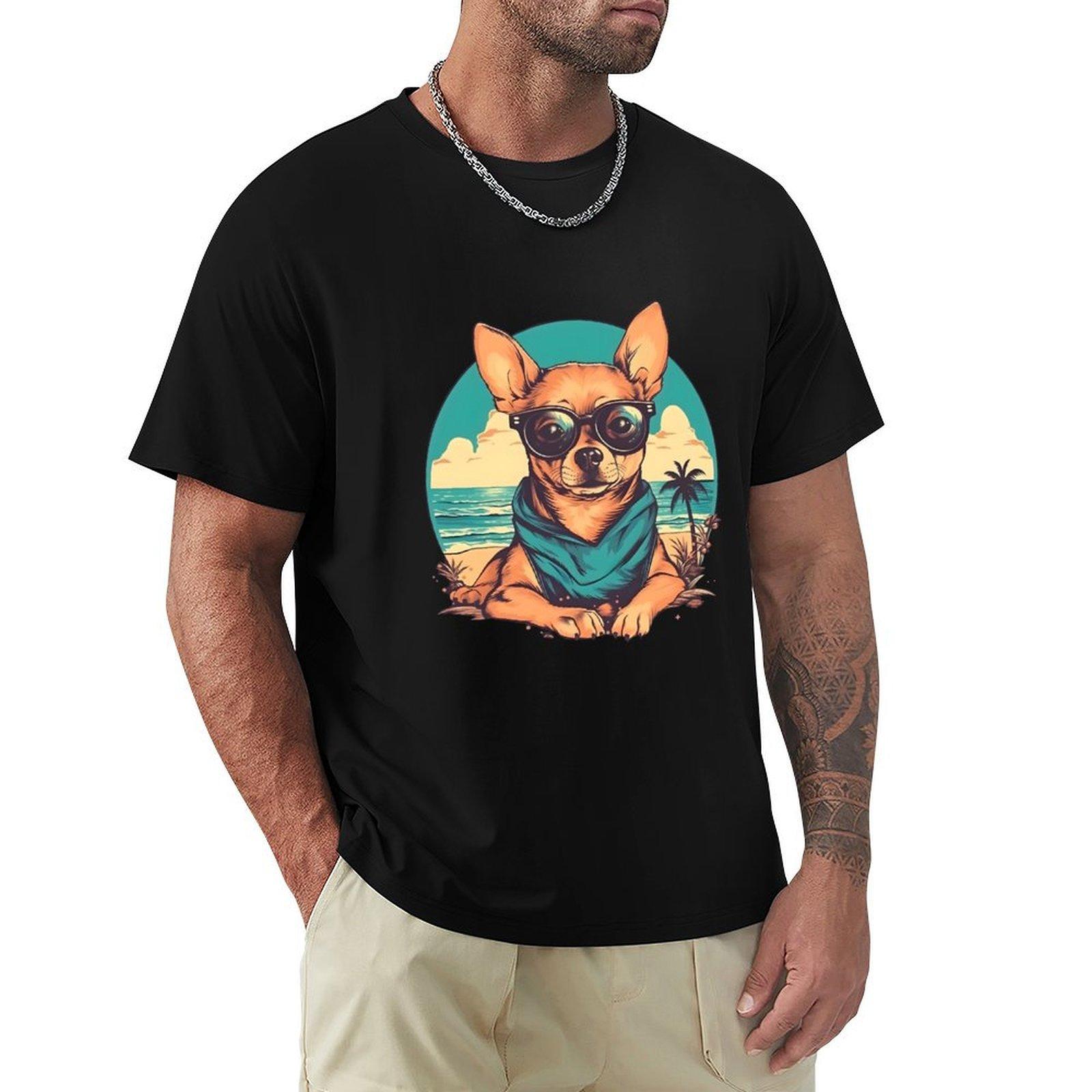Chihuahua relaxing on the beach TShirt funny meme tshirts Man tshirt gifts for boyfriend men t shirt 4XL