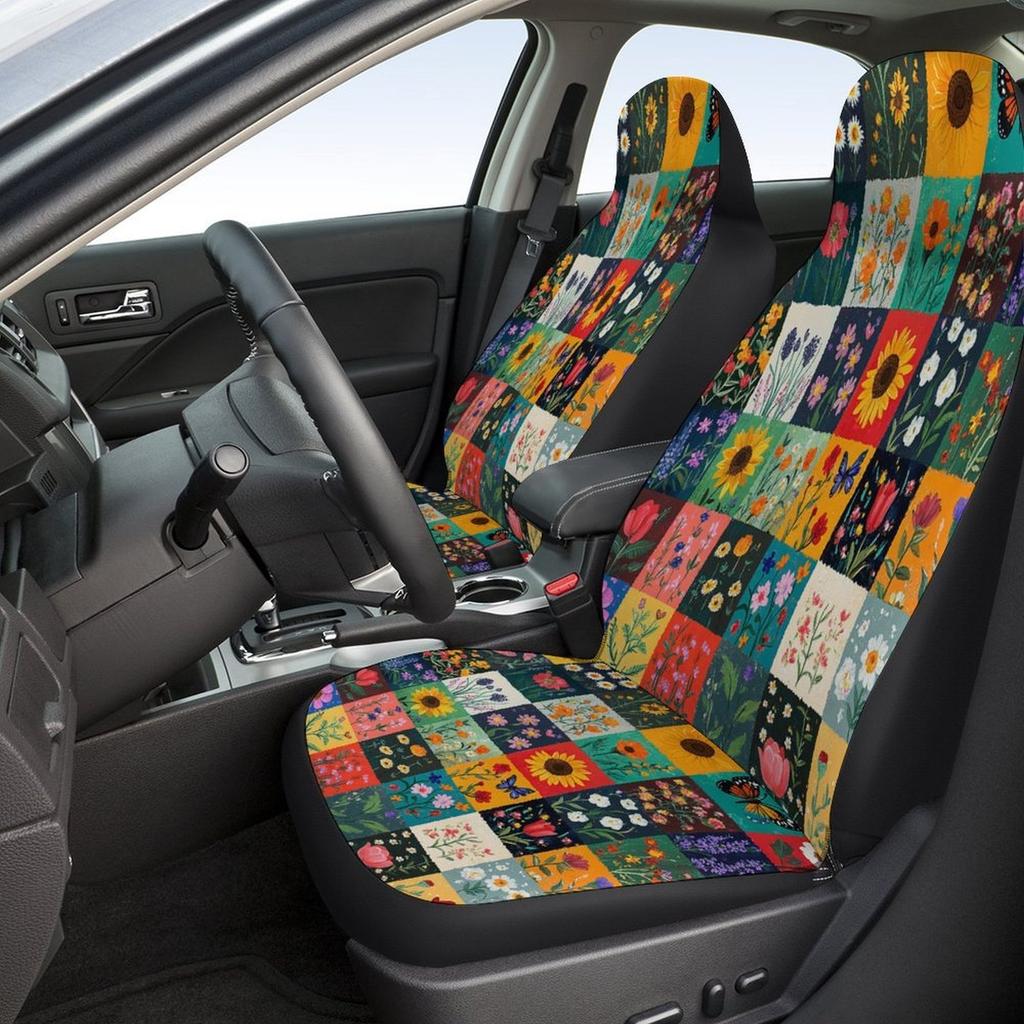 Set di Coprisedili per Auto con Design Floreale Patchwork per la Maggior Parte delle Auto, Coprisedili Protettivi Decorativi di Alta Qualità Set Completo, Universa