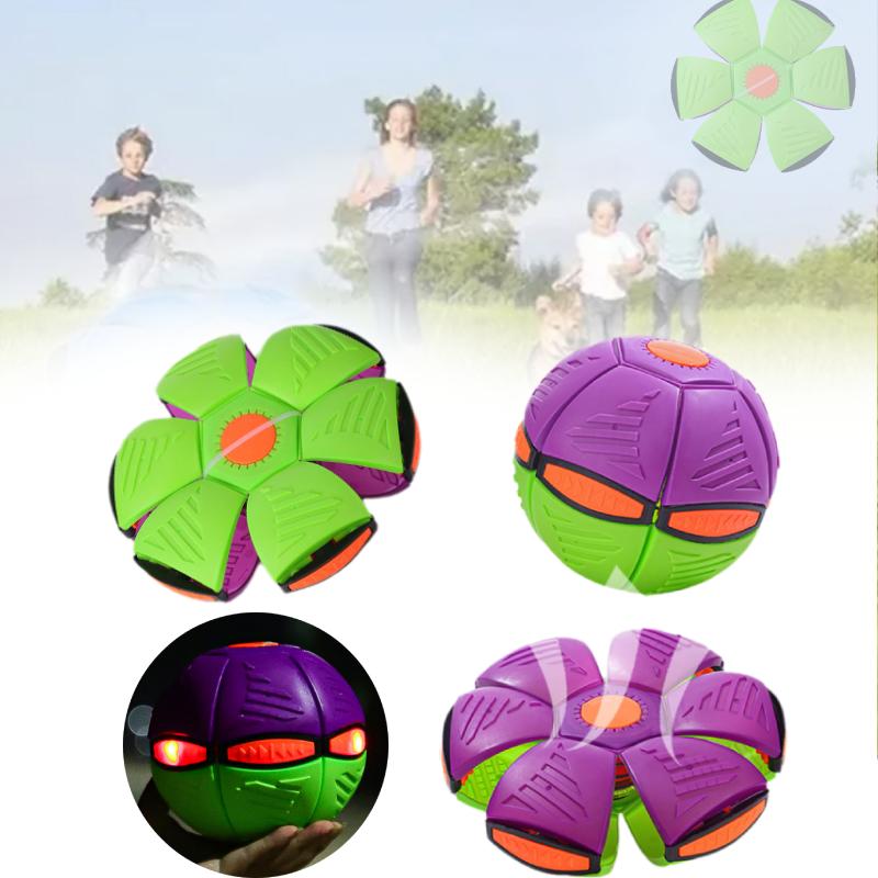 Ball Flying Saucer Deformation Frisbee Bouncing Music Lights Kid Toy Outdoor Pet