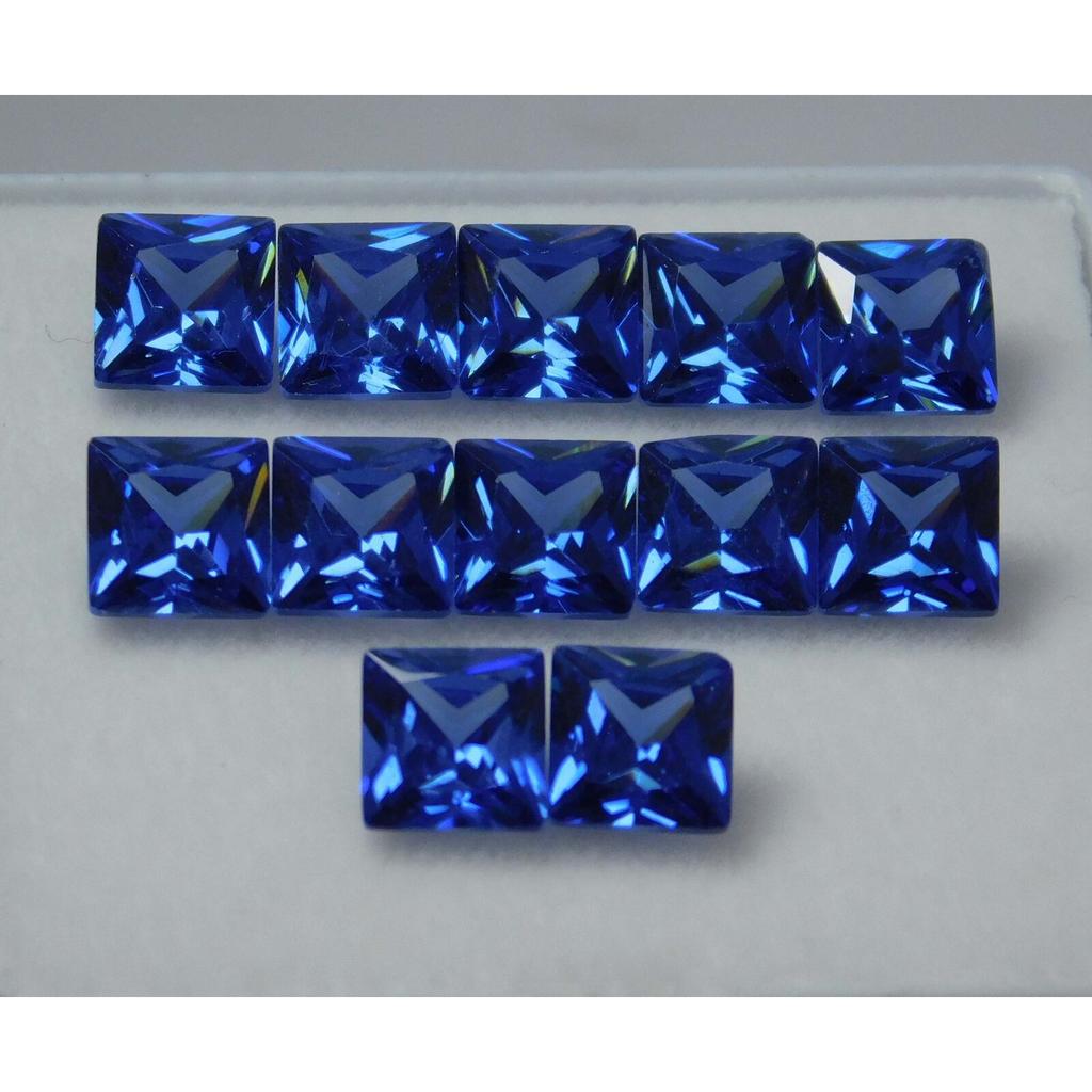 NATURAL 12 PCS 5x5 MM Blue Sapphire Square Cut CERTIFIED Loose Gemstone Az-4386