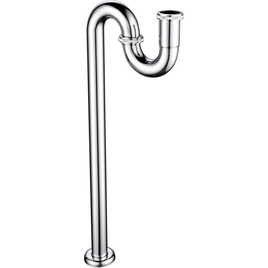 Sink Trap Brass S Trap for Bathroom Sink Kitchen Sink Sewer Pipe Drain Tube S Trap Chrome, WT04