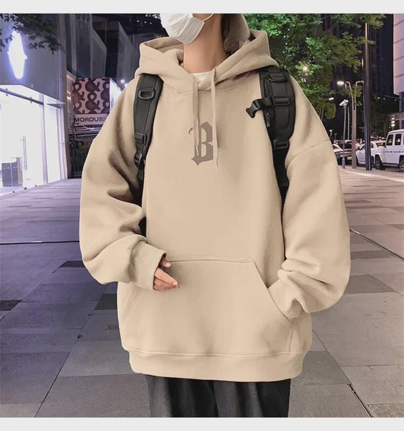 Men's Hong Kong Style Retro Hooded Sweatshirt - Spring/Fall American Heavyweight High Street Trendy Loose Jacket with Plus Velvet