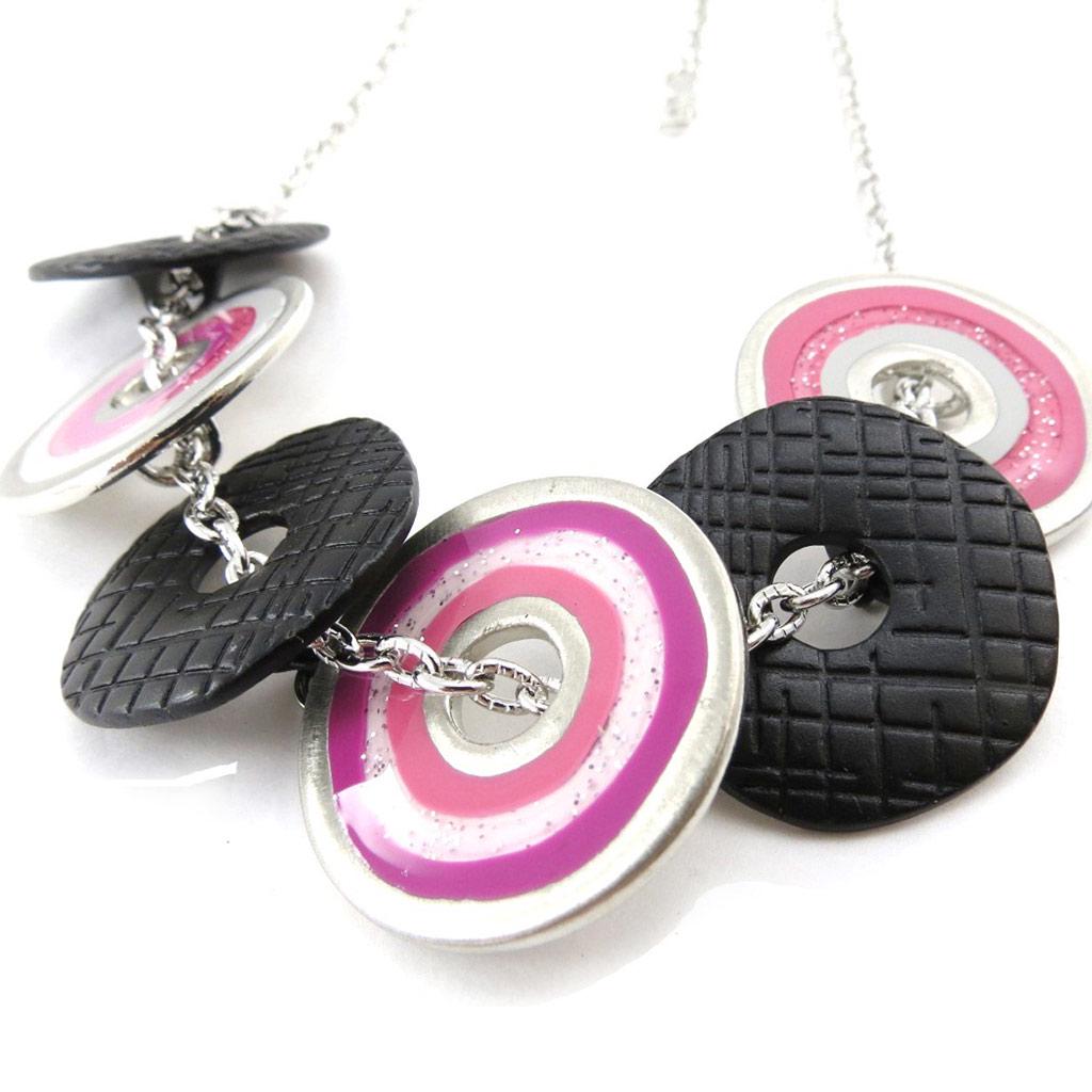 NOA [J2218] - Designer Necklace 'Amandine' Black Pink