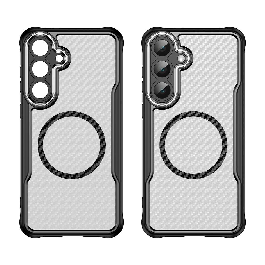 Für Samsung Galaxy S25 FE Hülle Kompatibel mit MagSafe Hybrid Handyhülle Kohlefaser