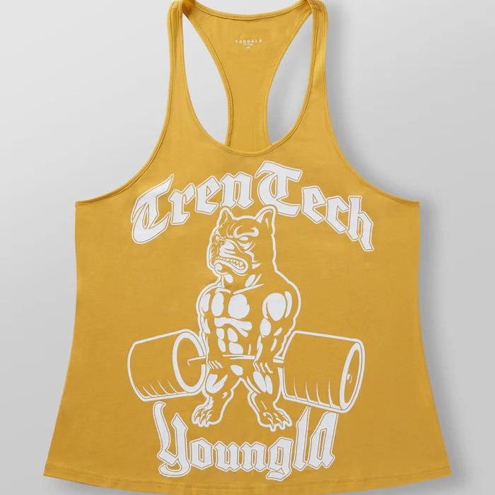 YoungLA Herren-Fitnessweste im amerikanischen Stil, ärmellos, Laufweste aus Baumwolle