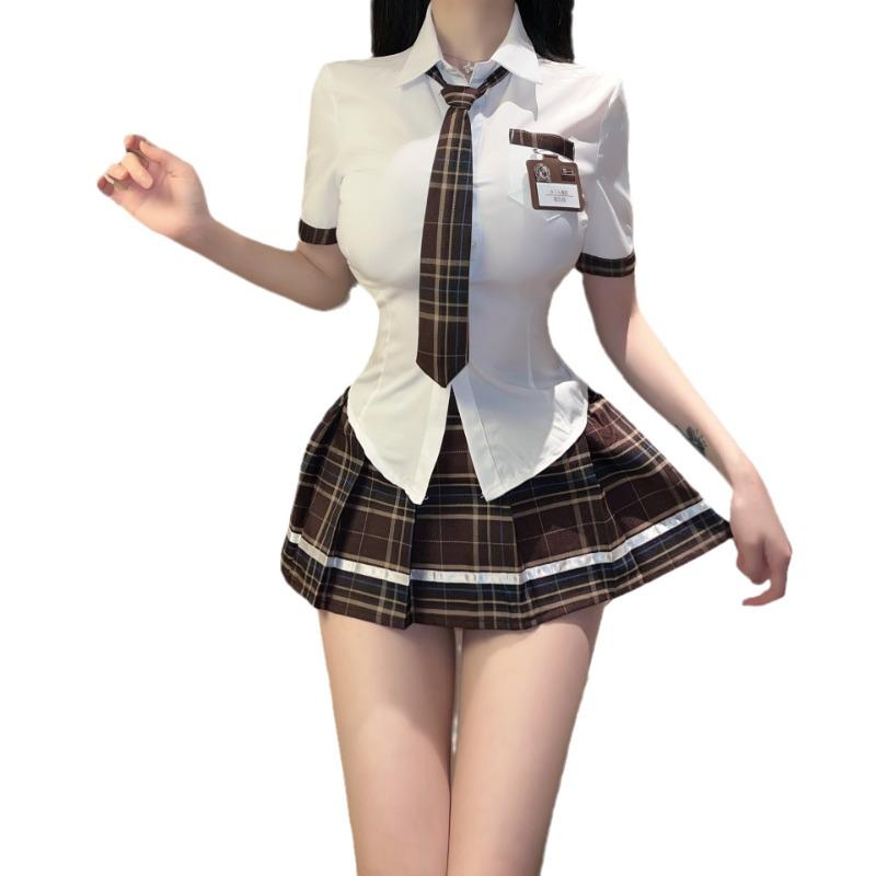 Ladies' Sexy Lingerie Sexy Student Outfit Role-playing Charming Uniform Seductive JK Short Skirt Midnight Passion Set