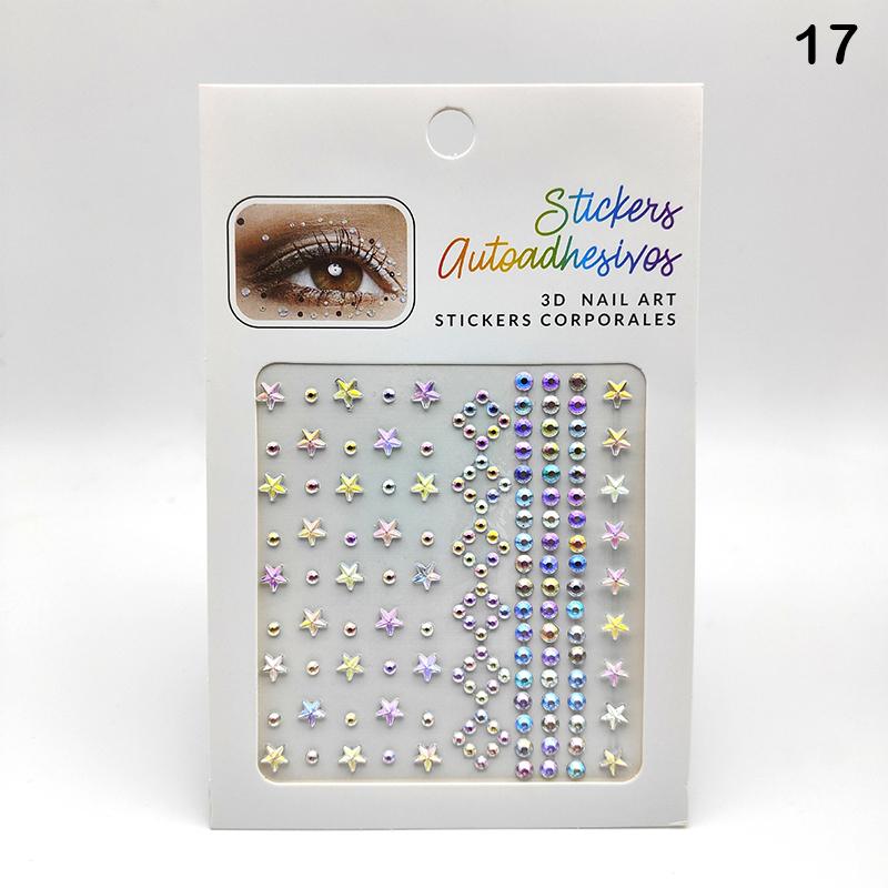 Gesichtsstein-Aufkleber 5D Bunter Strass-Tattoo-Lidschatten-Aufkleber für Festival Nägel Körper Make-up Bling Schmuck DIY Dekor