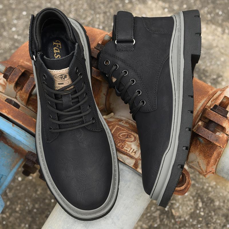 FashionGenuine Leather Men's Motorcycle Boots Luxury Brand Male Ankle Boots Retro Handmade Lace Up Shoes High Top Man Walking Footwear
