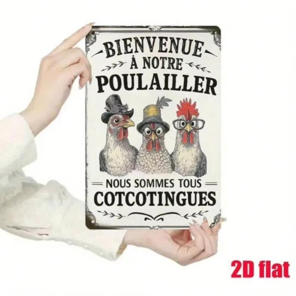 Retro Metal Sign Welcome to Our Chicken Coop French Farmhouse Kitchen Decor 20x30 cm