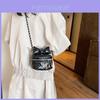 Trendy Chic Diamond Pattern Bowknot Chain Crossbody Bag Lightweight Mini Bucket Bag For Women And Men