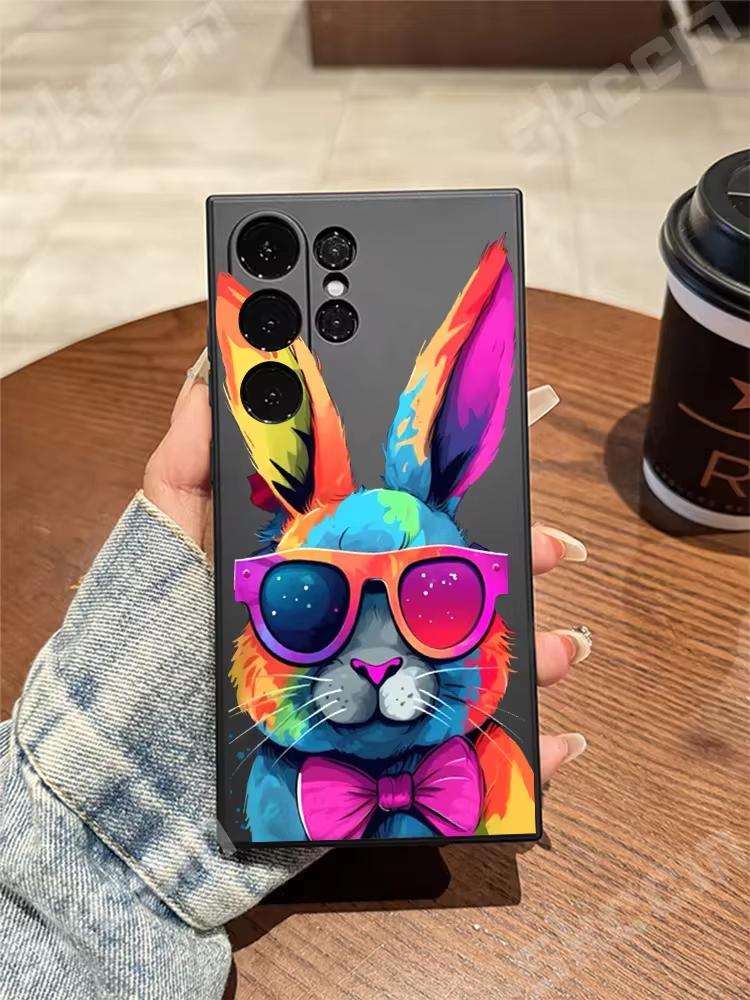 Cute Colorful Rabbit Phone Case For Samsung Galaxy S24 S23 Ultra S22 Plus S20 FE A15 A35 A50 A51 A54 A55 A71 A72 A73 Soft Cover