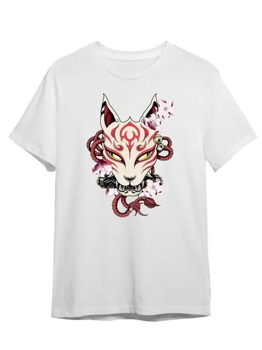Cat with Fox Mask T-shirt (Japanese style/Asian Print)