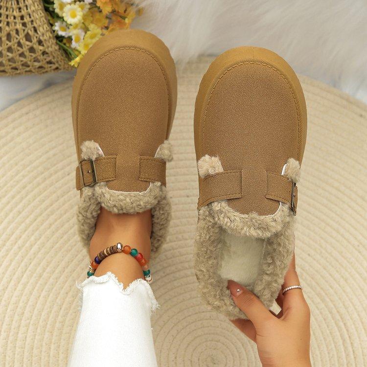 

Large size toe platform slippers for women, new retro Birkenstock cotton shoes for winter 2025, snow boots for women 44 коричневый