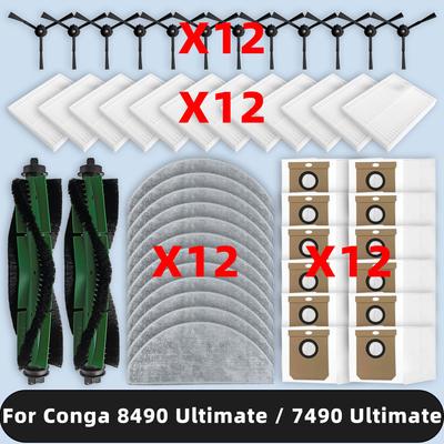Compatible For ( Cecotec Conga 8490 Ultimate Ultra Power / 7490 Ultimate Home X-Treme Genesis ) Parts Filter Brush Mop Dust Bag