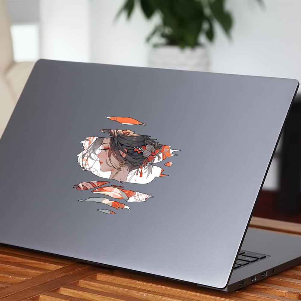PYRMXQ 13cm Geisha Giapponese Creativa Lacrima Graffiti Adesivo per Auto Vinile Finestre Laptop Moto Paraurti Adesivo Camper (C)