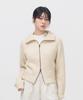 Toffee Women W Two-Way Collar Crop Knit Zip-Up (Ivory)