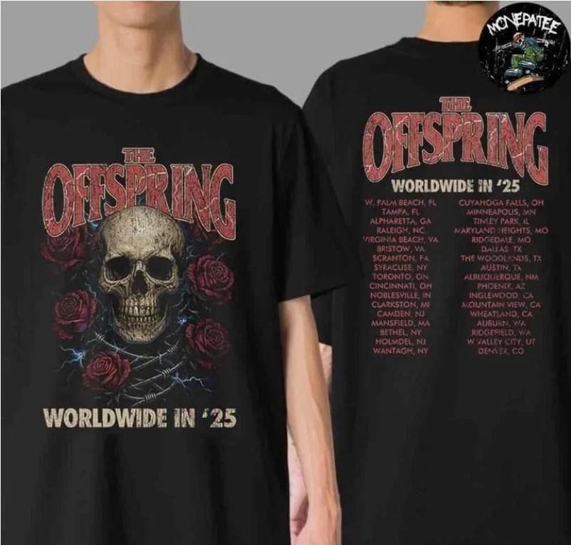 The Offspring 2025 Rose Skull Tour Shirt Unisex T-Shirt XXXXL
