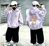 Children's Cat Pattern Alarm Clock Double-Sided Printed Hooded Sweatshirt for Boys and Girls Casual Street Hoodie