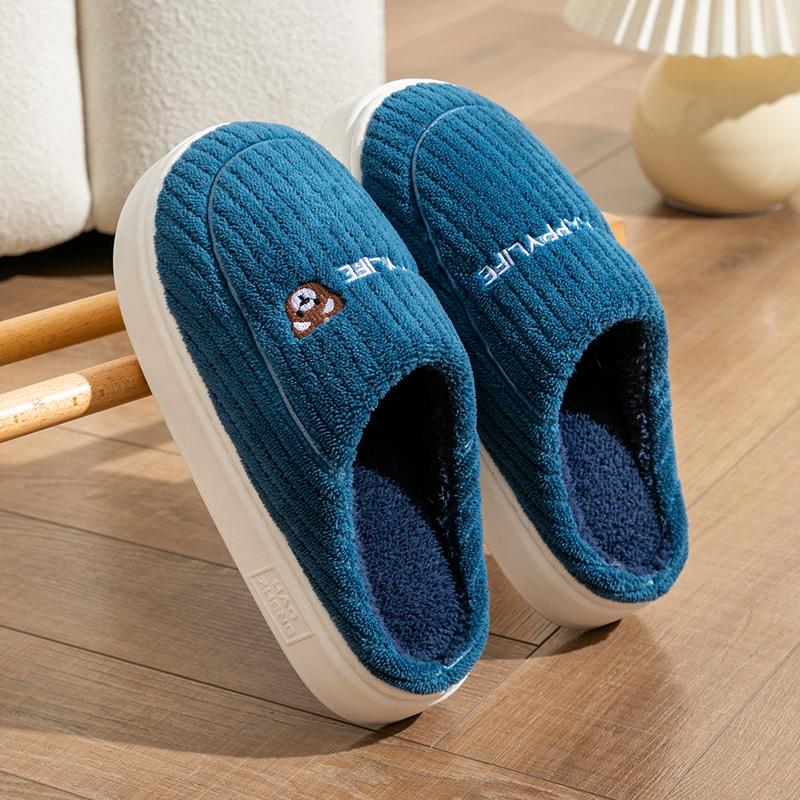 Cotton slippers women's home use in winter non-slip spring and autumn home indoor warmth plush couple winter men