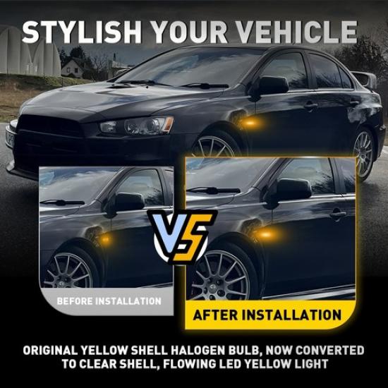 Sequential Amber LED Front Side Fender Light For Mitsubishi Lancer EVO Outlander