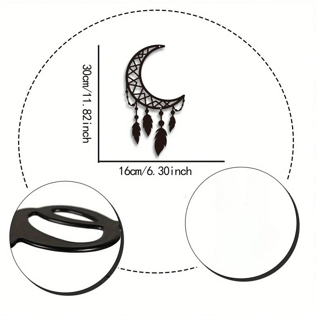 Black Metal Moon Phase Wall Art, Metal Wall Hanging Decor for Living Room, Modern Home Adornment