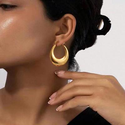 Boucles d'oreilles Cercle Creux en Acier Inoxydable Style Européen et Américain pour Femmes