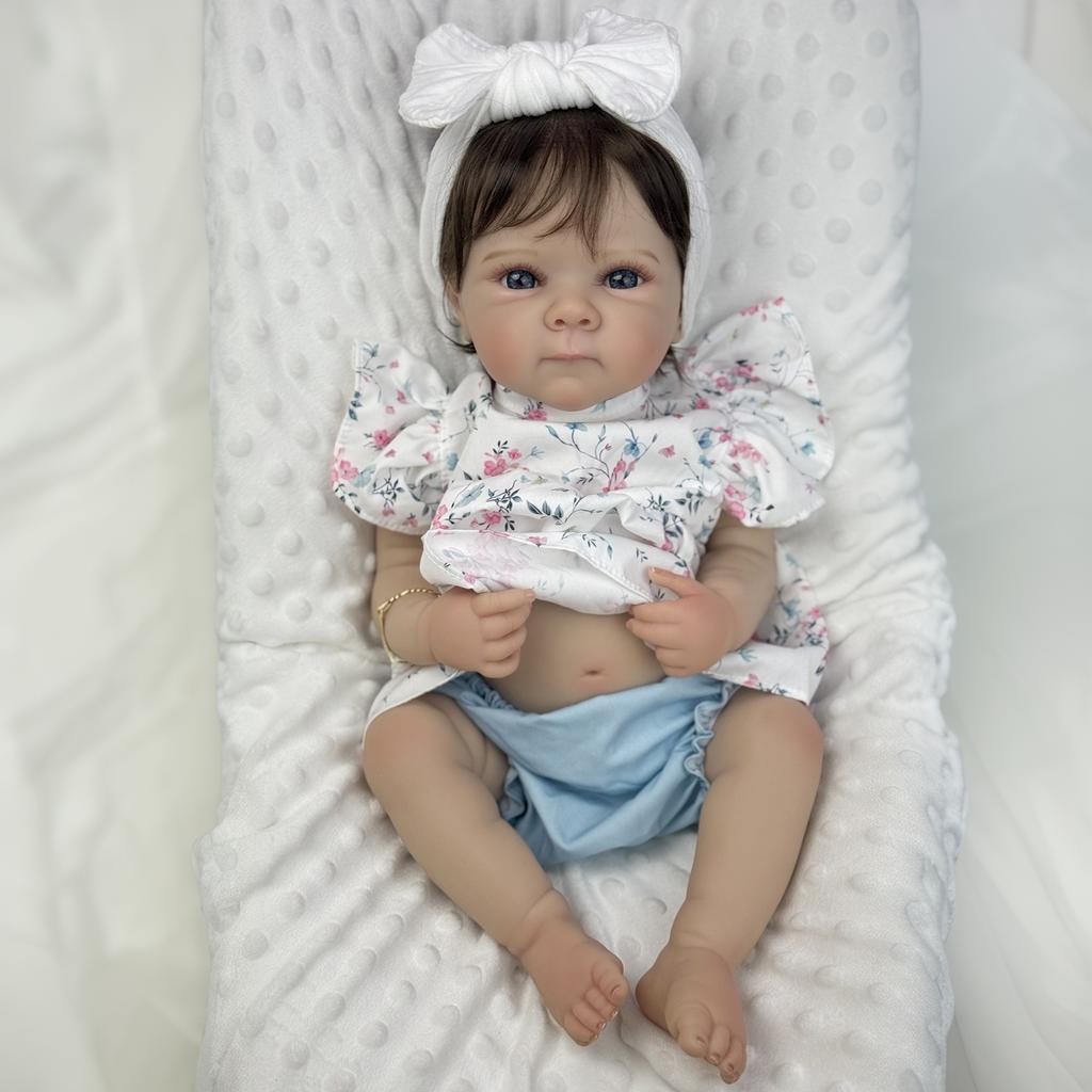 BZDOLL 19 Inch 48CM Corp Complet Vinil Păpușă Reborn Fetiță Jucărie Pentru Copil Handmade Modă Cadou de Ziua de Naștere Pentru Copii Baie Jucărie Casă de Joacă Păpuși de Colecție