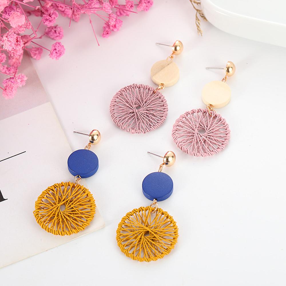 2025 New Korean Style Luxury Simple Big Round Hollow Mesh Drop Earrings for Women Fashion Jewelry Gifts