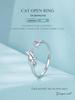 Adjustable Platinum-Plated S925 Sterling Silver Naughty Cat Ring