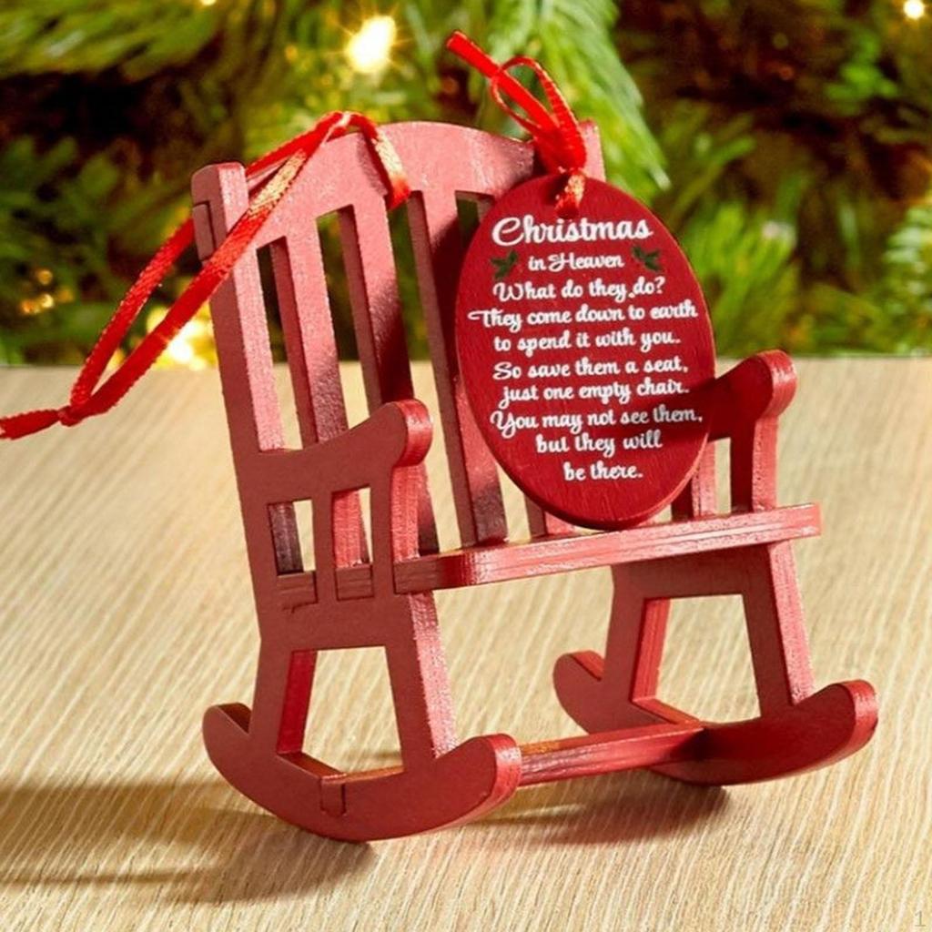 Mini Christmas Rocking Chair Ornament with Meaningful Tag Sign for Decoration