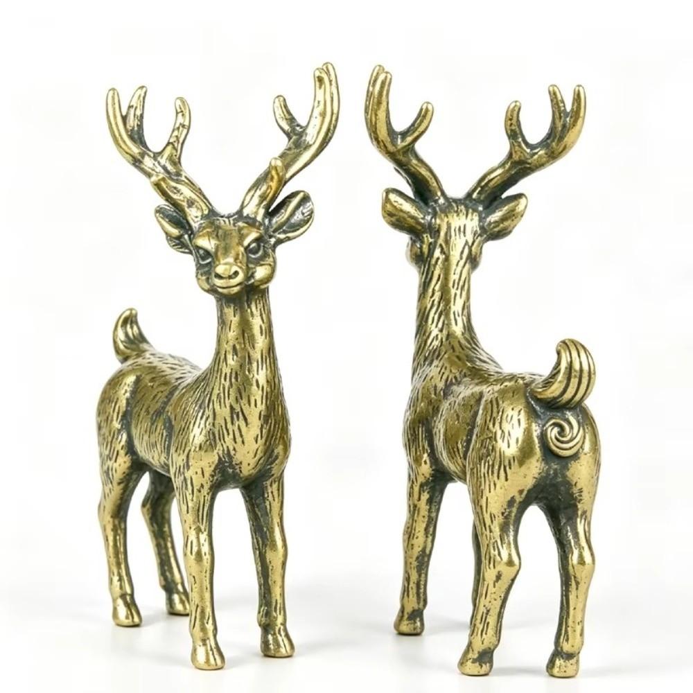 Brass Brass Elk Statue Three-Dimensional Miniature Elk Ornament Christmas Gift