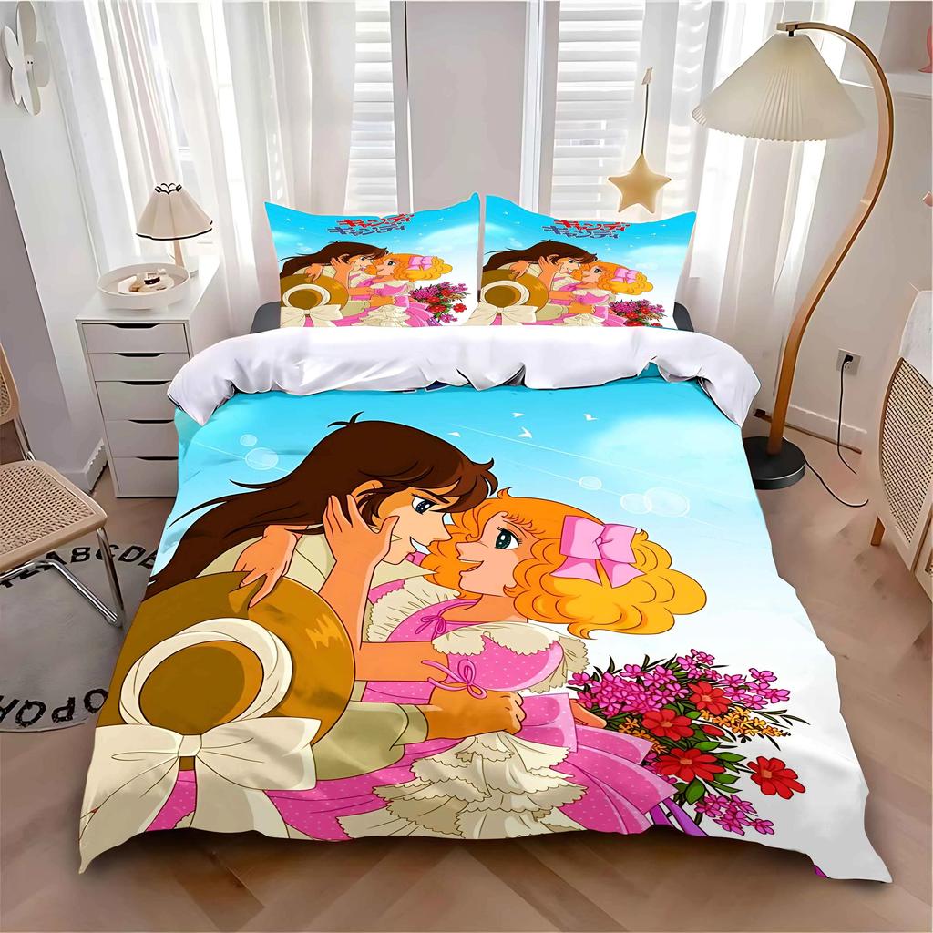 Duvet Cover Pillowcase Bedding Set Adult Boy Girl Bedroom Decoration Children Gift Single Double Large Size Candy Candy A-Animes