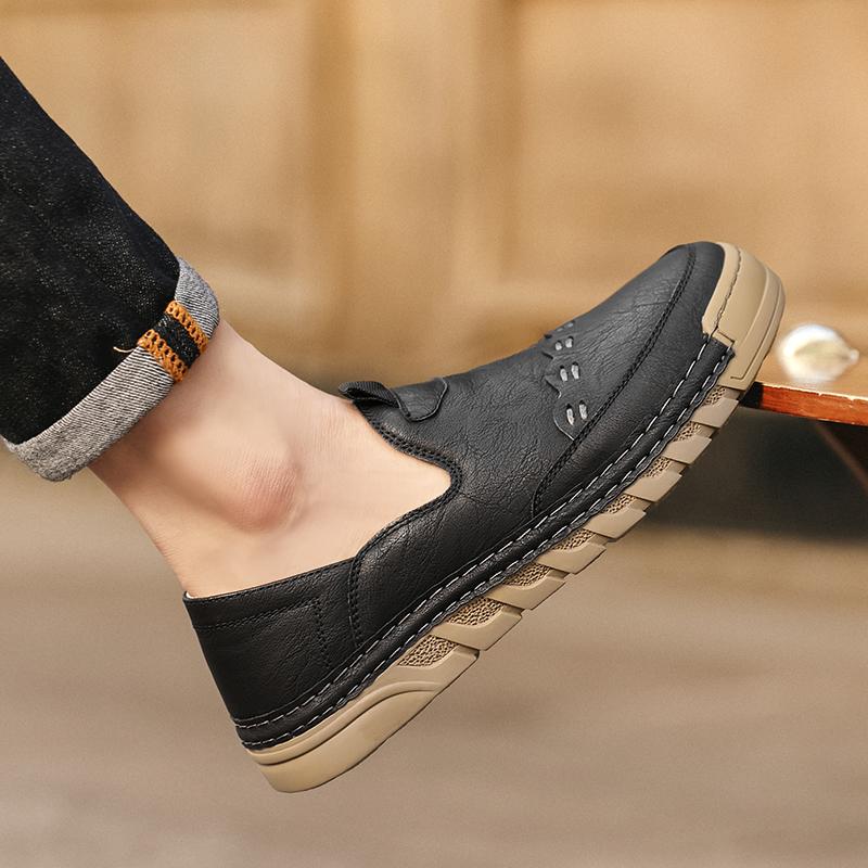 Outdoor Comfortable Ankle Sports and Casual Leather Shoes Autumn Fashion Brand Breathable Handmade Stitching Casual Men's Shoes