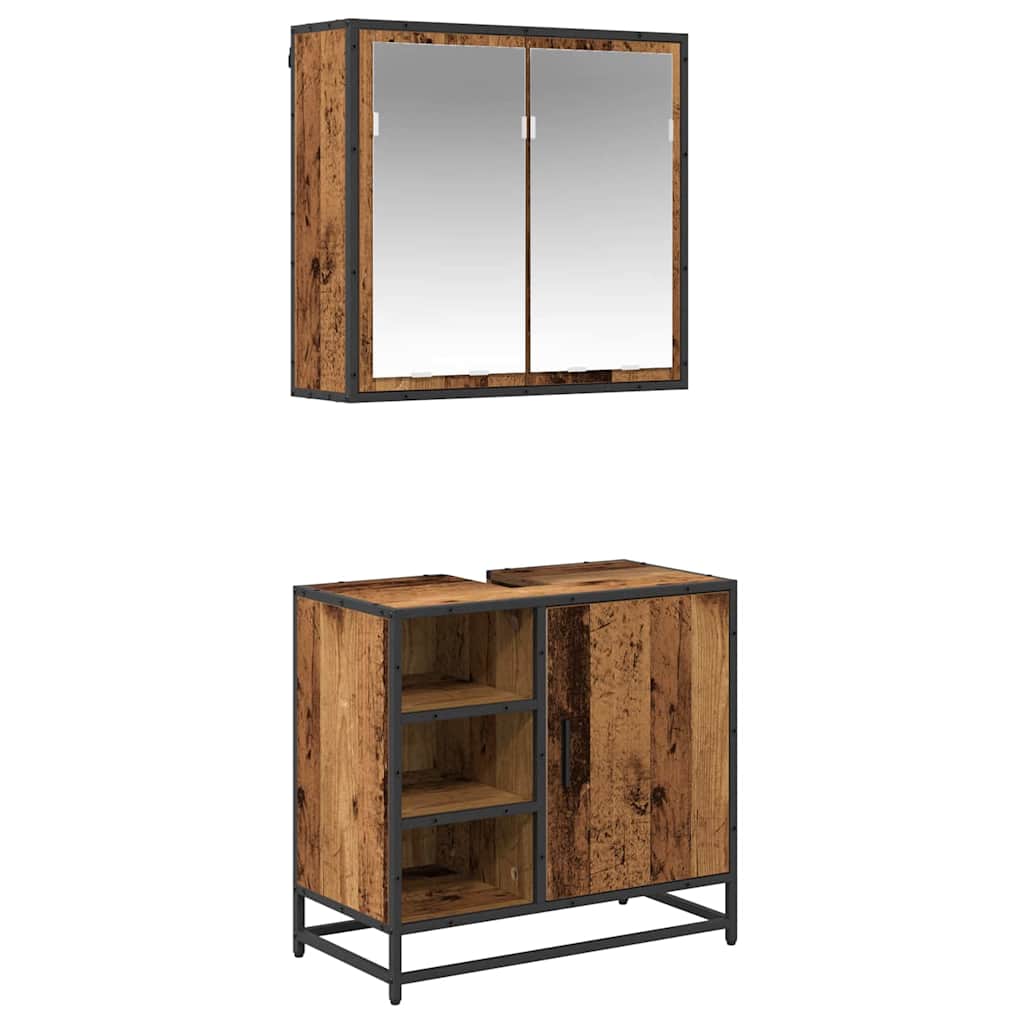 Bathroom Furniture Set 2 pcs Reclaimed Wood 65 x 33 x 60 cm