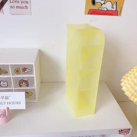 Macaron Color Desktop Pen Holder Pencil Makeup Brush Storage Box 4 Grid Oblique Insertion Desktop Organizer School Stationery