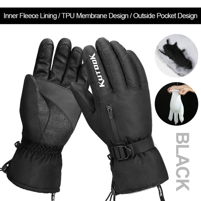 

Перчатки для катания на лыжах зимние термальные перчатки для велоспорта сноуборда с сенсорным экраном водонепроницаемые для велосипеда мотоцикла лыжные аксессуары XL чёрный